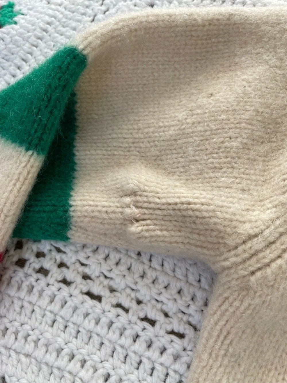 Ralph Lauren Hudson Bay  Wool Shawl Cardigan Striped Cream S Vintage 80’s - Picture 3 of 12